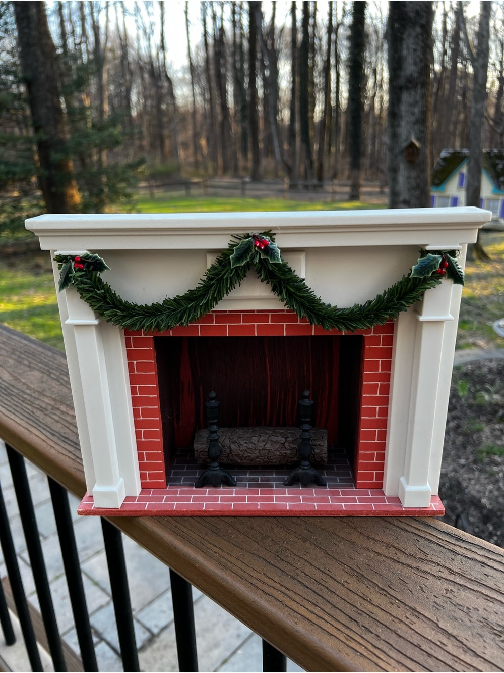 Byer’s Choice “brick” Fireplace Manyle Display for Carolee Figures, dated 2000.